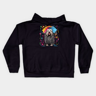 Komondor Rainy Day With Umbrella Kids Hoodie